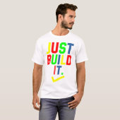 Bouw het gewoon Master Builder Building Block Boys T-shirt (Voorkant volledig)