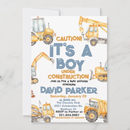 Bouw Het is een Jongen Dump Truck Party Kaart (Voorkant)