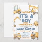 Bouw Het is een Jongen Dump Truck Party Kaart (Voorkant / Achterkant)