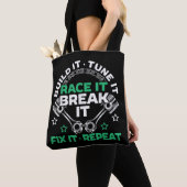 Bouw het Stem het Racen het Breek het Repareer het Tote Bag (Dichtbij)
