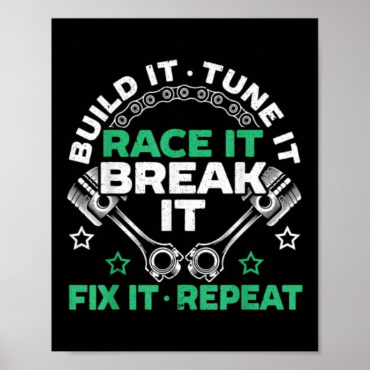 Bouw het Stem het Racen met het Breek het Repareer Poster (Voorkant)