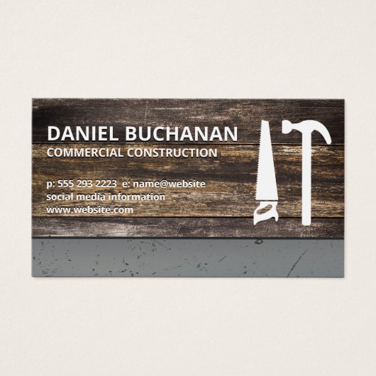 Bouw | Hout, gecrateerd metaal Visitekaartje (Voorkant)