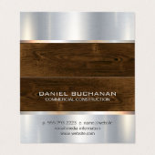 Bouw | Hout Metallic achtergrond Visitekaartje (Buitenkant ongevouwen)