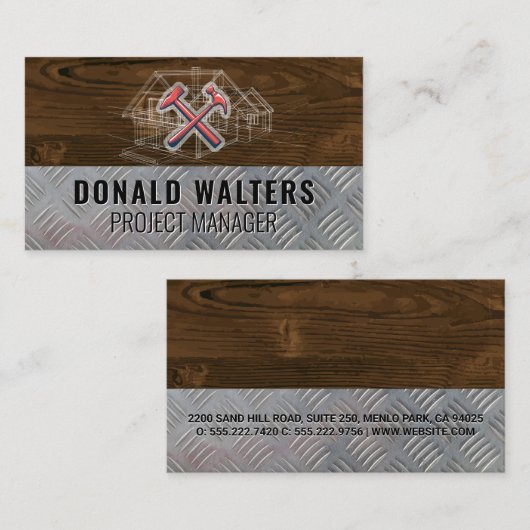 Bouw | Hout | Staal | Blauwdrukken Visitekaartje (Voorkant / Achterkant)