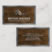 Bouw | Houten Diamant Geplateerd Metaal Visitekaartje (Voorkant / Achterkant)