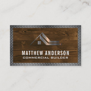 Bouw Houten Diamant Geplateerd Metaal Visitekaartje