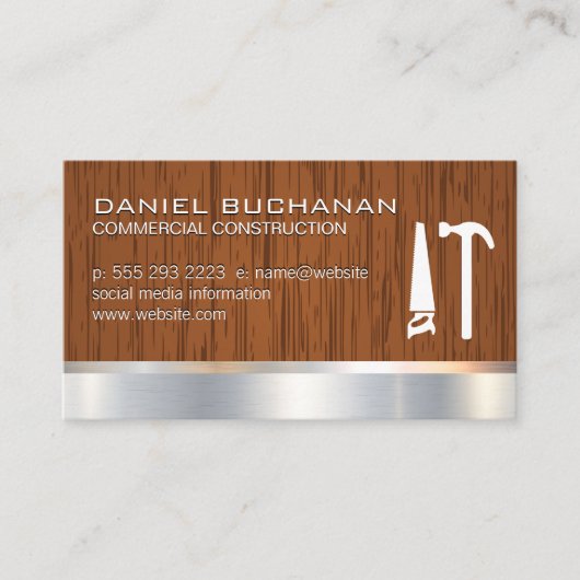 Bouw | Houten planken | Gereedschap Zaaghamer Visitekaartje (Voorkant)