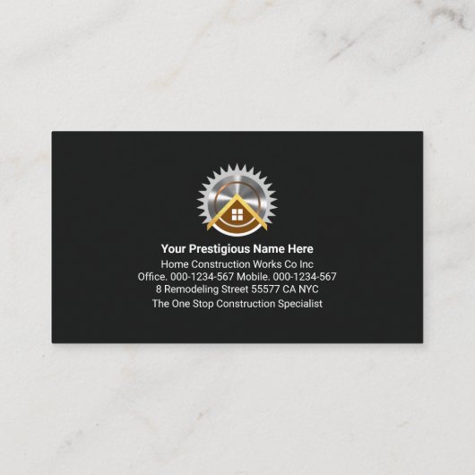 Bouw Huis Lijst Bouw Visitekaartje (Achterkant)