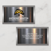 Bouw Huis Logo | Metalen achtergrond Visitekaartje (Voorkant / Achterkant)