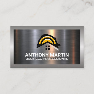 Bouw Huis Logo Metalen achtergrond Visitekaartje