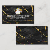 Bouw Huis Logo | Zwart marmer Visitekaartje (Voorkant / Achterkant)