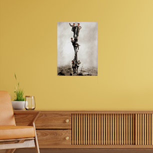 Bouw IJzerwerkers Rijden Naar Beneden Poster