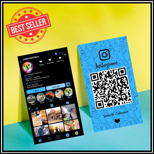 Bouw Instagram Blauw | QR Code Visitekaartje