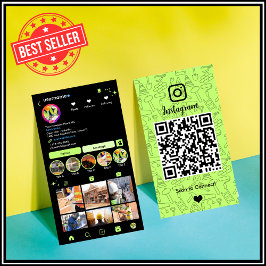 Bouw Instagram Lime Green QR Visitekaartje