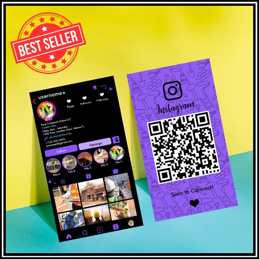 Bouw Instagram Paars | QR Code Visitekaartje