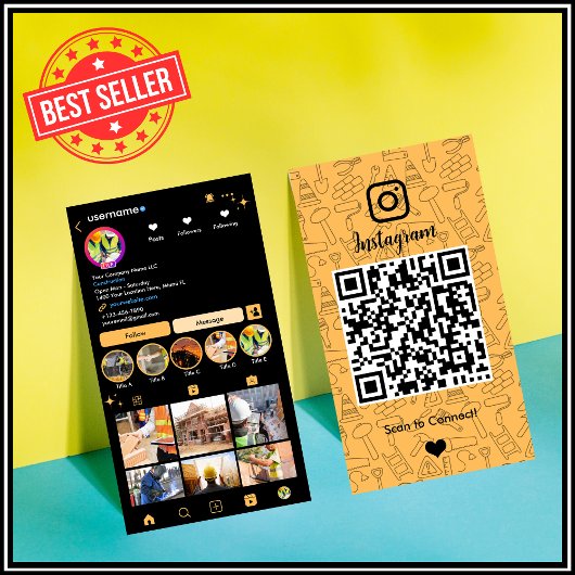 Bouw Instagram Peach | QR-code Visitekaartje