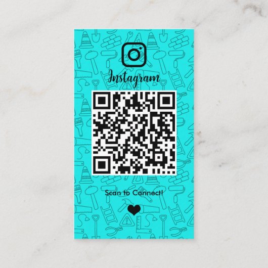 Bouw Instagram Turquois | QR-code Visitekaartje (Achterkant)