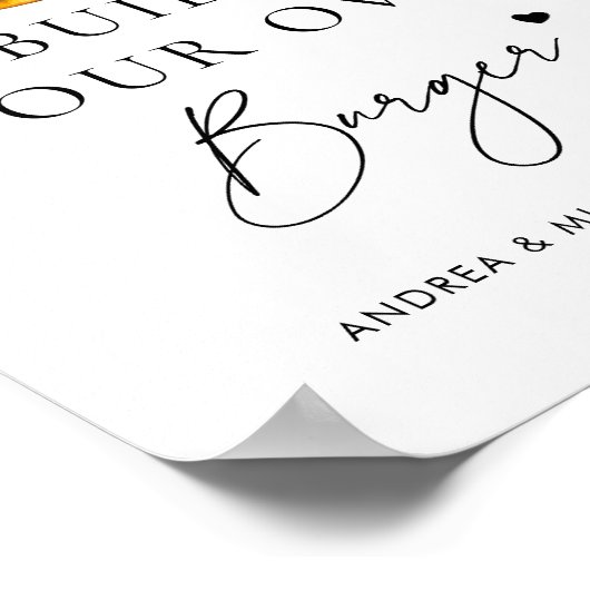 Bouw je eigen Burger Bar bruiloft teken Poster (Hoek)