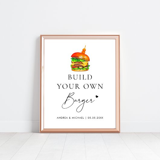 Bouw je eigen Burger Bar bruiloft teken Poster