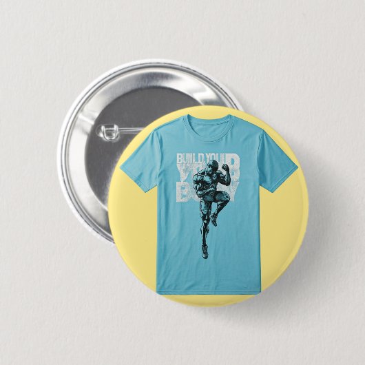 "Bouw je lichaam": Ronde Button 5,7 Cm (Voorkant /achterkant)