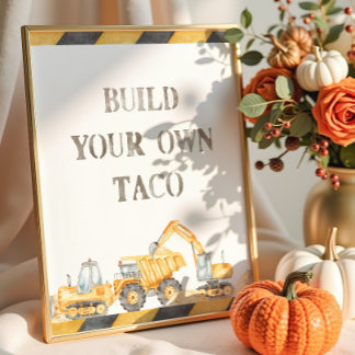 Bouw je Taco Constructie Truck Tafelblad Feestje Foto Afdruk