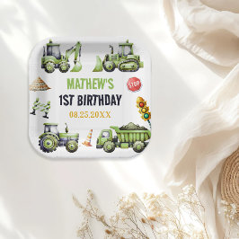 Bouw Kinder 1e verjaardag Papieren Bordje