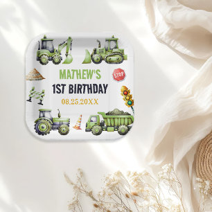 Bouw Kinder 1e verjaardag Papieren Bordje