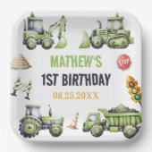 Bouw Kinder 1e verjaardag Papieren Bordje (Voorkant)