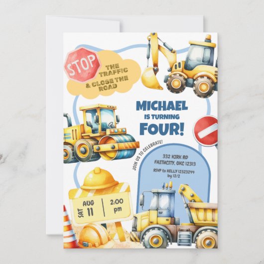 Bouw Kinderen Verjaardag Kaart (Voorkant)