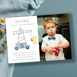 Bouw kraan Foto van elke zondag Uitnodigen Bedankkaart