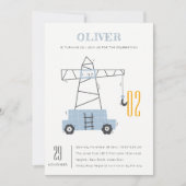 Bouw kraan Kinder elke dag van de leeftijd uitnodi Bedankkaart (Voorkant)