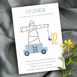 Bouw kraan Kinder elke dag van de leeftijd uitnodi Bedankkaart