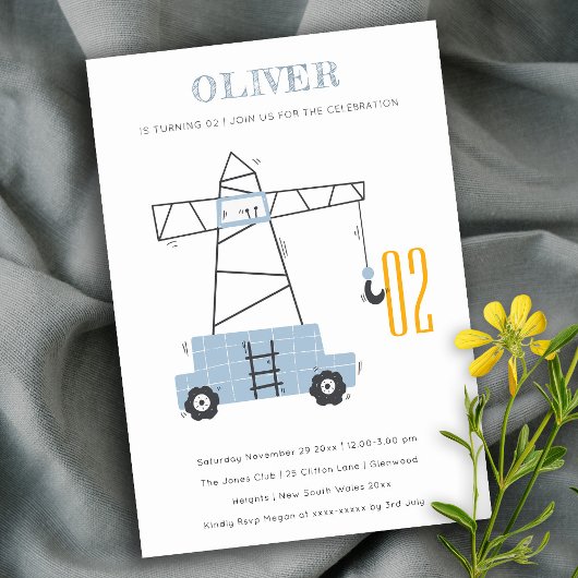 Bouw kraan Kinder elke dag van de leeftijd uitnodi Bedankkaart