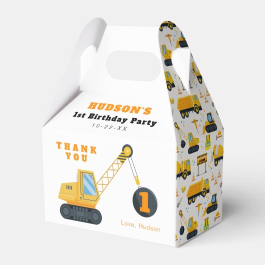 Bouw Kraan Voorkeur Boxen – Wrecking Ball Bedankdoosjes (Voorkant Zijde)