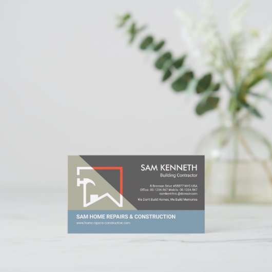 Bouw Lijst bouwcontract woningbouwhammer Visitekaartje (Staand voorkant)