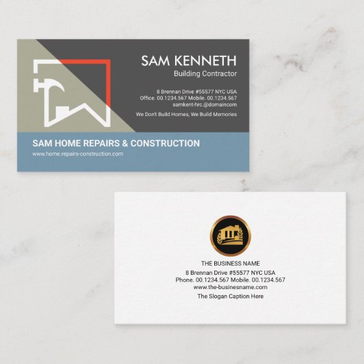 Bouw Lijst bouwcontract woningbouwhammer Visitekaartje (Voorkant / Achterkant)