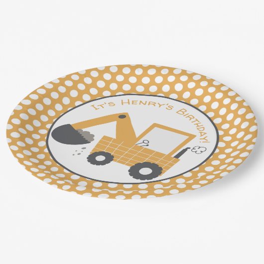 Bouw Little Digge Verjaardag Papieren Bordje (Gekanteld)