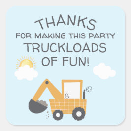 Bouw Little Digger Verjaardag Dank u Vierkante Sticker