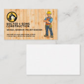 Bouw Logo | arbeider met blauwe kraag Visitekaartje (Voorkant / Achterkant)