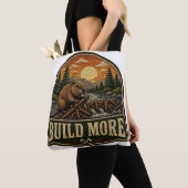 Bouw Meer Bever Geborduurd Outdoor Patch Tote Bag (Dichtbij)