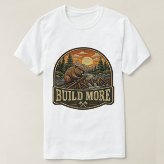 Bouw Meer Bever Geborduurd Patch Outdoor T-shirt