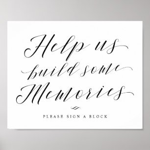 Bouw Memories Jenga Calligraphy Wedding Sign Poster
