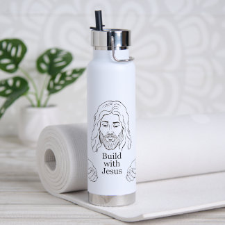 Bouw met Jezus Christelijk geloof Tekening Waterfles