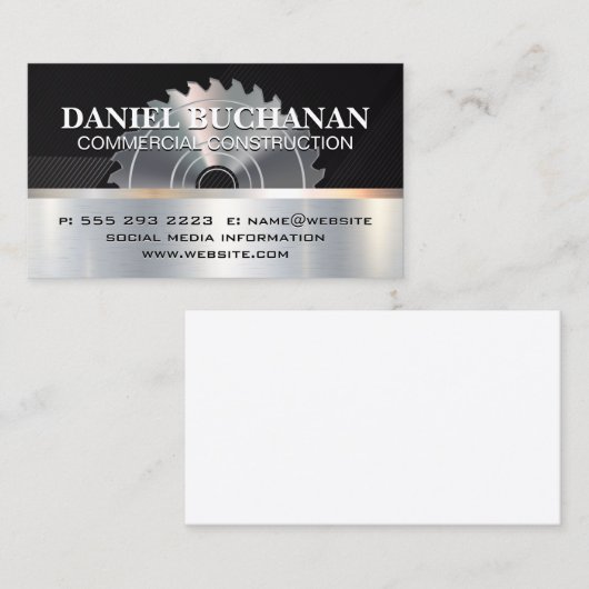 Bouw | metaalzaag | timmergereedschap visitekaartje (Voorkant / Achterkant)