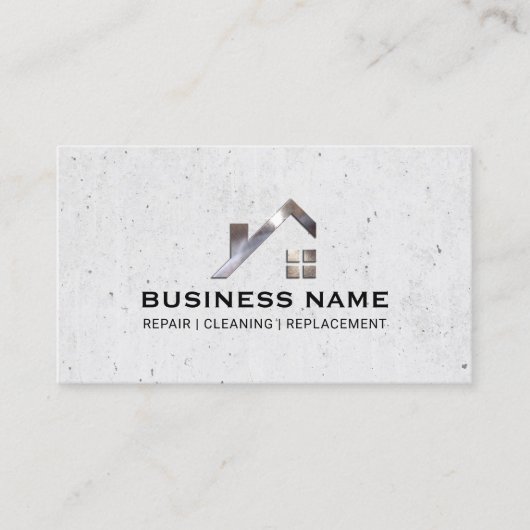 Bouw Metalen Huis Logo Modern Onroerend goed Visitekaartje (Voorkant)