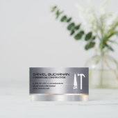 Bouw | Metallisch | Zag hamer Logo Visitekaartje (Staand voorkant)