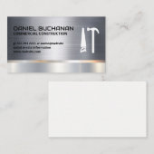 Bouw | Metallisch | Zag hamer Logo Visitekaartje (Voorkant / Achterkant)