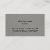 Bouw Modern Monogram Classy Grijs Linnen Visitekaartje (Achterkant)