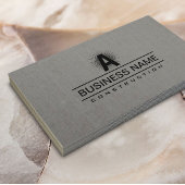Bouw Modern Monogram Classy Grijs Linnen Visitekaartje