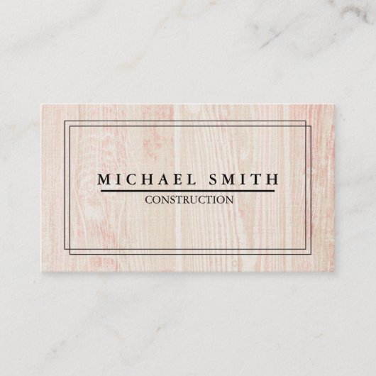 Bouw Moderne & Minimale Houten Textuur Visitekaartje (Voorkant)